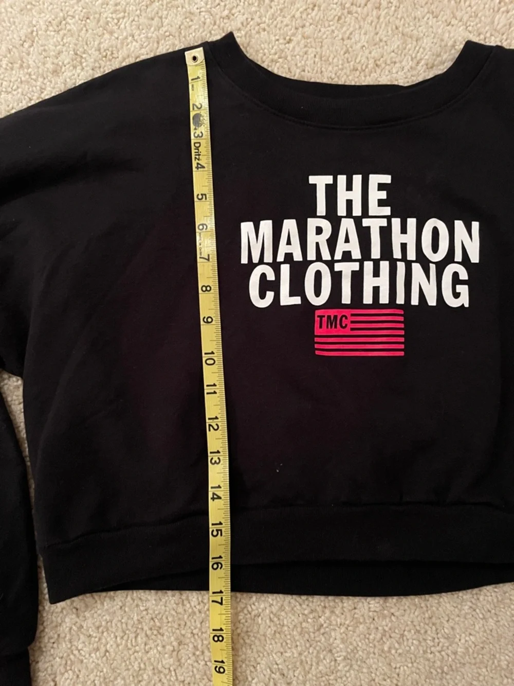 The Marathon Clothing Black Cropped Crewneck with White Logo - Picture 7 of 8